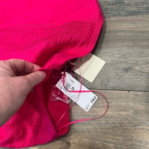 NWT $198 Magaschoni Linen Open Needlework Pintuck Wide Leg Lined Jumpsuit sz S - Picture 3 of 14